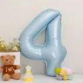 Hellblauer Aluminiumfolienballon in Form der Nummer 4 für die Geburtstagsdekoration - Zahl 4 / 40 Zoll / Babyblau