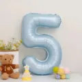 Großer 40 Zoll hellblauer Folienballon Nummer 5 für Kindergeburtstag Party Dekoration - Zahl 5 / 40 Zoll / Babyblau