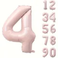 Großer 40 Zoll pastellrosa Folienballon Nummer 4 für Geburtstagsparty Dekorationen - Baby Rosa Nummer 4