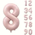 Rosafarbene Folienballons Zahlen 0-9 Set für Geburtstagsdekorationen - Baby Rosa Nummer 8