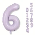Großer 40-Zoll lavendelvioletter Folienballon Nummer 6 für Geburtstagsfeiern und Dekorationen - Creme-Lila Nummer 6 / 40 Zoll
