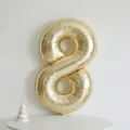 40-Zoll große goldene Folienballon Nummer 8 für Geburtstagsfeier Dekoration - Zahl 8 / 40 Zoll / Weißgold