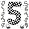 Start-Ziel-Flaggen-Muster Nummer 5 Folienballon für Rennsport-Geburtstagsparty - Schachbrettmuster Nummer 5