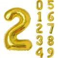 Goldene Folienballon Nummer 2 mit komplettem Set von 0-9 Zahlen - 40 Zoll Gold Nummer 2