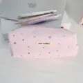 Roze etui met schattige zilveren sterren esthetische schrijfwaren organisator - Roze