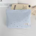 Blue cosmetic bag with silver stars and sequins, large capacity portable makeup pouch. - Makeup Bag / Blue