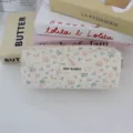 Estuche de pana con flores lindo necesis de maquillaje bolsa portátil de papelería bolsa - Estuche / Estuche de Lápices Floral Beige