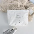 Ins style silver star sequin cosmetic bag, large capacity portable makeup storage pouch. - Lipstick Pouch / White