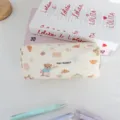 Pleated foam pencil case cute bear design large capacity student stationery storage bag and cosmetic pouch - Chef Bear