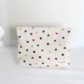 Corduroy cosmetic bag with colorful heart print, portable daily makeup storage pouch. - Large Cosmetic Bag / Colorful Heart Cosmetic Bag