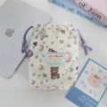 Bolsa acolchada con cordón estilo Ins osito tierno bolso cámara polaroid almacenamiento suave - Oso Champiñón