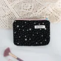Black silver star sequin coin purse mini makeup pouch portable zipper storage bag detail - Black