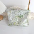 Borsa per trucco floreale goffrata retrò astuccio cosmetico portatile grande borsa viaggio - Borsa Fiore Filo d'Argento