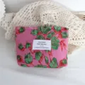 Borsa cosmetica floreale retrò pochette portatile elegante custodia da viaggio per articoli - Borsetta Rossetto Rosa Floreale Verde
