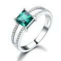 Grenzüberschreitender Nano-Smaragd quadratischer Ring 925 Silber Zirkon Damenschmuck Großhandel - Größe 5 / Nano-Smaragd