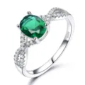 S925 Silber Grüne Kristall Oval Ring Minimalistisch Twist Zirkon Eleganten Schmuck - Größe 5 / Grün