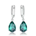 925 Silber Grüne Tropfen Edelstein Ohrringe Eleganter Hängender Schmuck Stil Neu - 925er Silber / Hellgrün