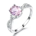Exquisiter S925 Sterling Silber Rosa Zirkonia Ring Gekreuztes Pave Band Modeschmuck Damen - Größe 5 / Rosa