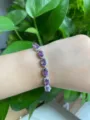 S925 Silber Armband mit ovalen lila Edelsteinen Tennis Armreif glänzender Schmuck - 925er Silber / Lila