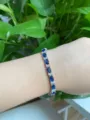 Klassisches S925 Silber blau Saphir Edelstein Tennisarmband elegante Damenschmuck - 925er Silber / Blau