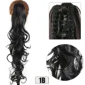 Extensión De Cola De Caballo Larga Y Ondulada Sintética Pinza Clip Peluca Mujer - 55cm / 1B (Negro Natural)