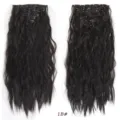 Vista dettagliata delle extension ondulate 1B#, che mostra i clip e la struttura dei capelli. - Set da 7 Pezzi Onde di Mais / Nero Naturale
