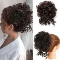 Synthetic Curly Hair Bun Updo Hairpiece Drawstring Messy Hair Extensions Dark Brown - Dark Brown
