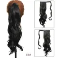 Estensione capelli coda di cavallo ondulata sintetica con fascia velcro colore nero 1B# - 45cm/80g / Nero Naturale (1B)