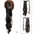 Extension per capelli a coda di cavallo sintetica ondulata con velcro, dettaglio 2#. - 60cm/120g / Nero Marrone Scuro (2)