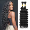 Vue détaillée d'extensions de cheveux bouclés synthétiques, 46cm, aspect naturel. - 1 Paire / Noir Naturel