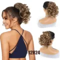 Synthetische lockige wellige Pferdeschwanz Haarverlängerung mit Kordelzug für Damen. - Goldbraun Mix (12H24)
