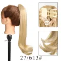 Detail view of synthetic curly claw clip ponytail extension, showing inner claw and hair texture. - 50cm / Light Blonde Mix (27/613#)