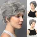 Kurze graue synthetische Perücke für Damen, ideal für den Alltag oder Karneval und Party. - Silbergrau