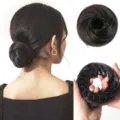 Synthetic bird nest hair bun claw clip extension for women easy styling updo hairpiece. - Natural Black