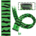 Synthetic clip-in hair extensions green leopard print colored hair piece for daily wear. - Green Leopard