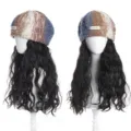 Synthetic curly wig with rainbow oil painting knitted beret hat for women stylish hair accessory - Calico