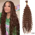 Detailopname van deep wave haarverlenging, 18 inch krullende bruine 30# pruiklok. - 24 inch / Lichtbruin (30)
