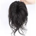 Synthetic messy hair bun claw clip ponytail extension dark brown wavy hair piece detailing - Calico