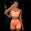 Set fitness senza cuciture reggiseno sportivo e pantaloncini da donna per yoga corsa - Arancione