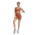 Seamless ribbed yoga set sports bra and high waist biker shorts activewear for women. - S / Top And Bottom / Square Neck - Coffee