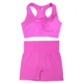 Ensemble de fitness sans coutures deux pieces haut soutien-gorge et short rose femme - Rose rouge