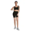 Schwarzes nahtloses geripptes Yoga-Set, bequemer Sport-BH und Radlerhosen für Damen Fitness. - S / Top Und Bottom / Eckiger Ausschnitt Schwarz
