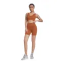 Damen seamless V-Ausschnitt gerippt Yoga Set Crop Top Radlerhose Fitness Sportbekleidung - S / Top Und Bottom / V-Ausschnitt - Kaffeebraun