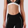 Zwart witte colorblock sportbeha fitness legging set actievekleding workout yoga outfit - S / Bottoms / Premium Zwart