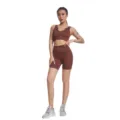 Nahtloses geripptes V-Ausschnitt Yoga-Set für Damen, inklusive Sport-BH und Fitness-Shorts in Braun. - S / Top Und Bottom / V-Ausschnitt - Braun