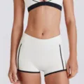 Wit contrast sportshorts sport-bh set, hoge taille fitness yoga sportkleding outfit. - S / Bottoms / Diamant Wit