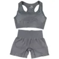Ensemble de fitness sans coutures gris, débardeur athlétique et short pour femmes. - Gris Chiné