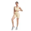 Nahtloses geripptes Yoga-Set für Damen, V-Ausschnitt Sport-BH und hochtaillierte Shorts. - S / Top Und Bottom / V-Ausschnitt - Beige
