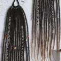 60cm extension de cheveux dreadlocks synthétiques queue de cheval tressée détail - Noir/Kaki