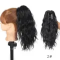 Synthetic claw clip ponytail wig with voluminous curly hair texture for women daily styling. - Natural Black (2)